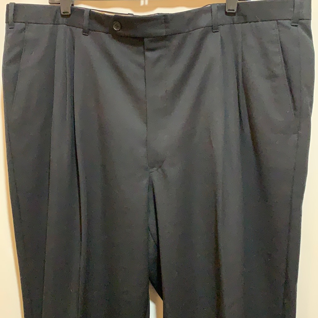 Design Ll Riviera Blk Wool Pant Sz 44/30 Pleated
